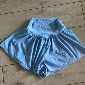 Light Blue Women’s High-Waist Athletic Shorts